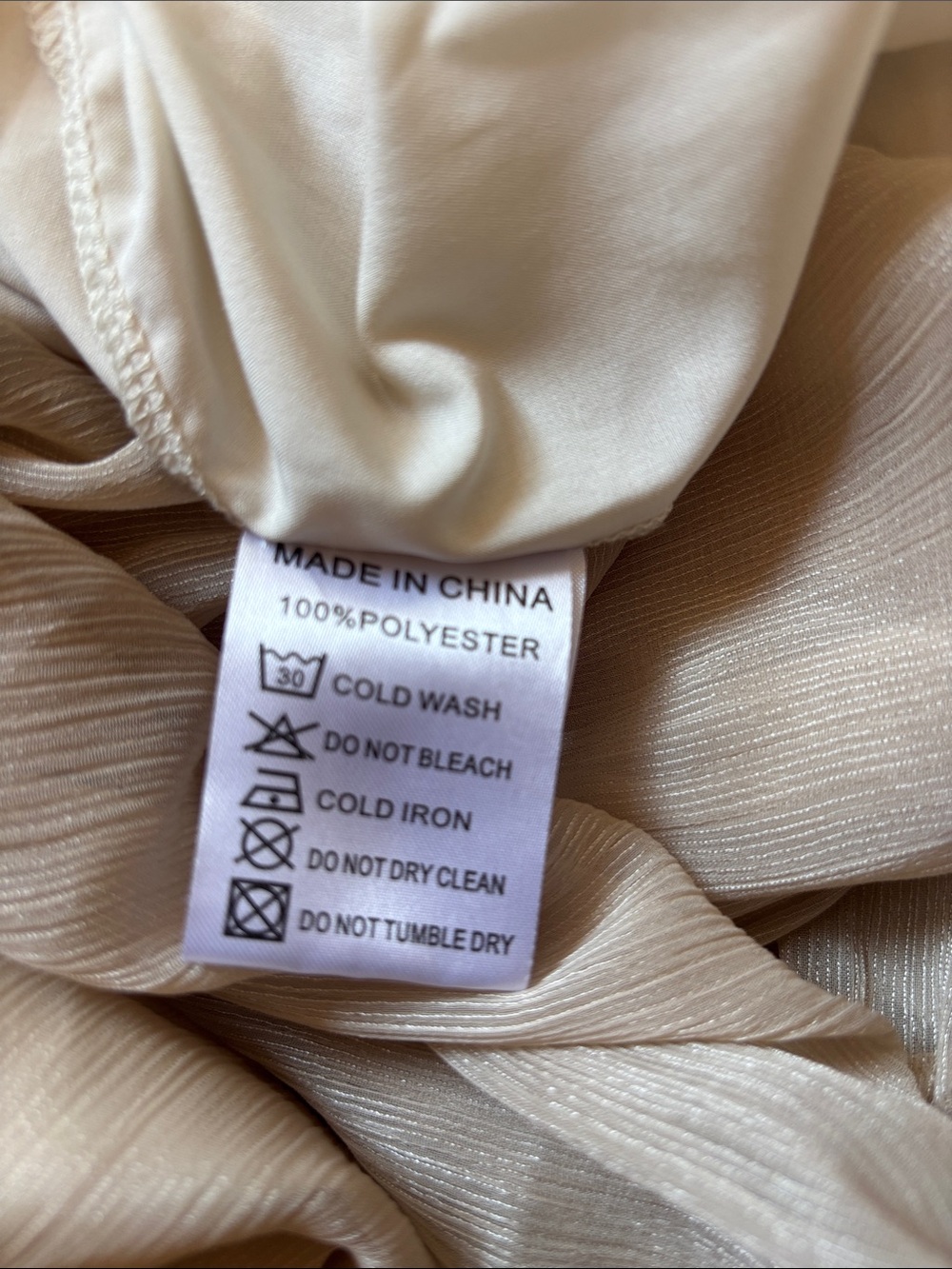 Ivy City Neutral Beige Smocked Top with Elastic Neckline - Picture 4 of 4